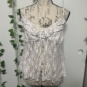 Elegant Floral Lace-Up Camisole